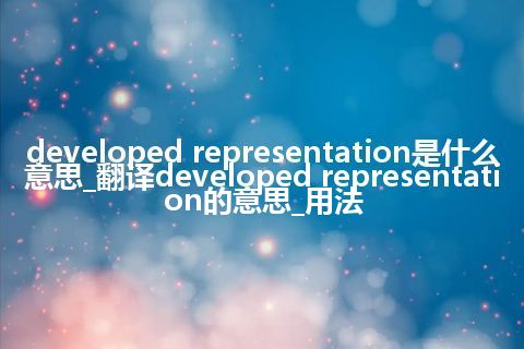developed representation是什么意思_翻译developed representation的意思_用法