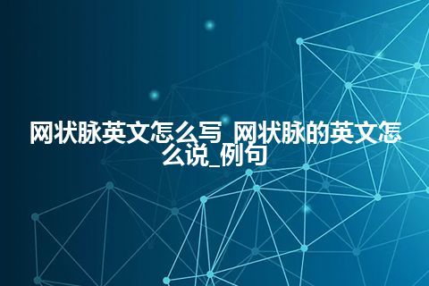 网状脉英文怎么写_网状脉的英文怎么说_例句