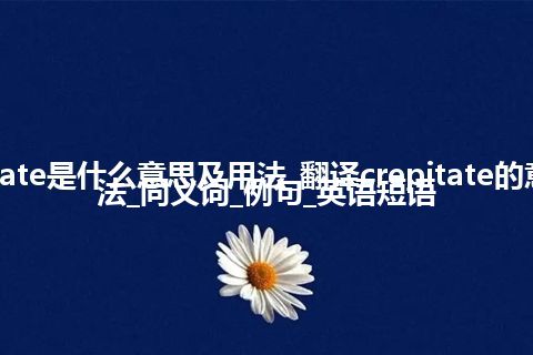 crepitate是什么意思及用法_翻译crepitate的意思_用法_同义词_例句_英语短语