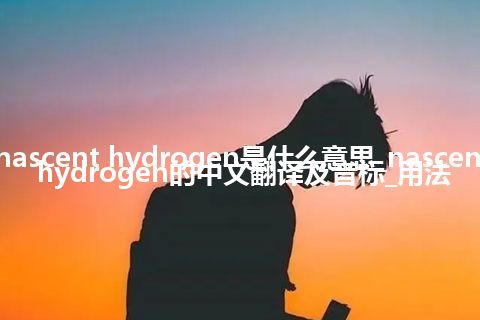 nascent hydrogen是什么意思_nascent hydrogen的中文翻译及音标_用法