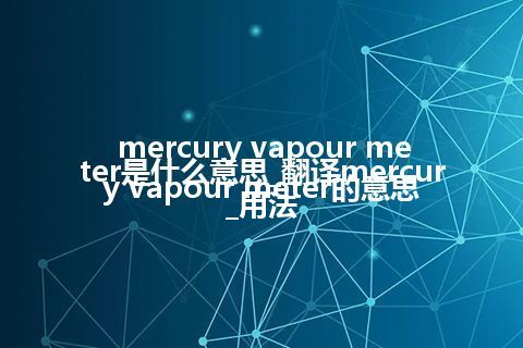 mercury vapour meter是什么意思_翻译mercury vapour meter的意思_用法