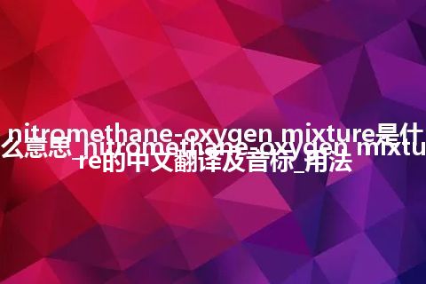 nitromethane-oxygen mixture是什么意思_nitromethane-oxygen mixture的中文翻译及音标_用法