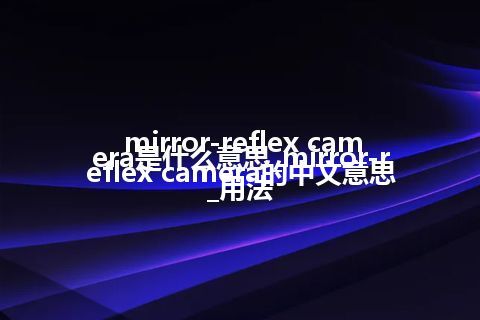 mirror-reflex camera是什么意思_mirror-reflex camera的中文意思_用法