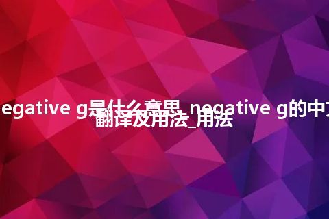 negative g是什么意思_negative g的中文翻译及用法_用法