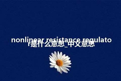 nonlinear resistance regulator是什么意思_中文意思