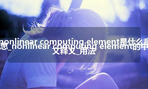 nonlinear computing element是什么意思_nonlinear computing element的中文释义_用法