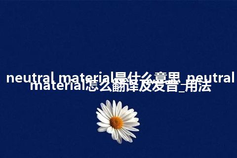 neutral material是什么意思_neutral material怎么翻译及发音_用法