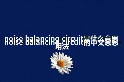 noise balancing circuit是什么意思_noise balancing circuit的中文意思_用法