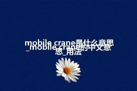 mobile crane是什么意思_mobile crane的中文意思_用法