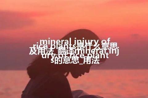 mineral injury of rice plants是什么意思及用法_翻译mineral injury of rice plants的意思_用法