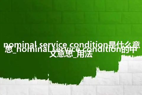 nominal service condition是什么意思_nominal service condition的中文意思_用法