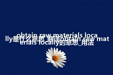 obtain raw materials locally是什么意思_翻译obtain raw materials locally的意思_用法