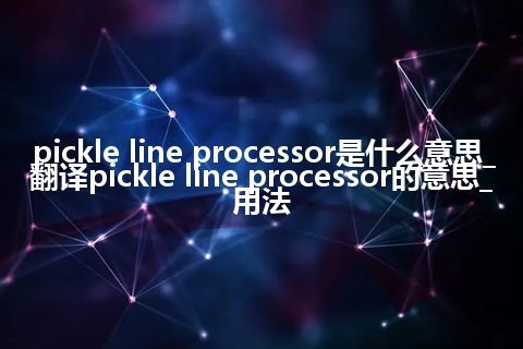 pickle line processor是什么意思_翻译pickle line processor的意思_用法