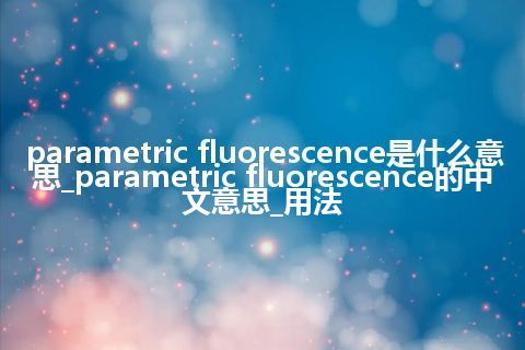 parametric fluorescence是什么意思_parametric fluorescence的中文意思_用法