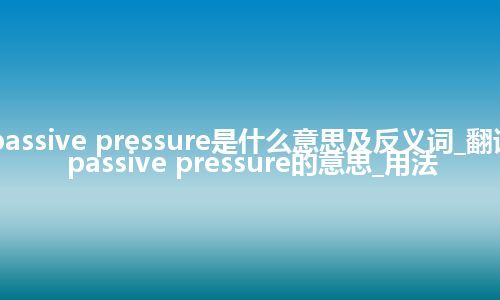 passive pressure是什么意思及反义词_翻译passive pressure的意思_用法