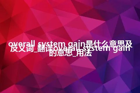 overall system gain是什么意思及反义词_翻译overall system gain的意思_用法
