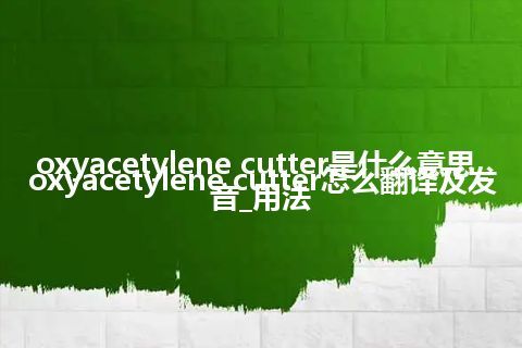 oxyacetylene cutter是什么意思_oxyacetylene cutter怎么翻译及发音_用法