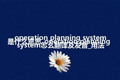 operation planning system是什么意思_operation planning system怎么翻译及发音_用法