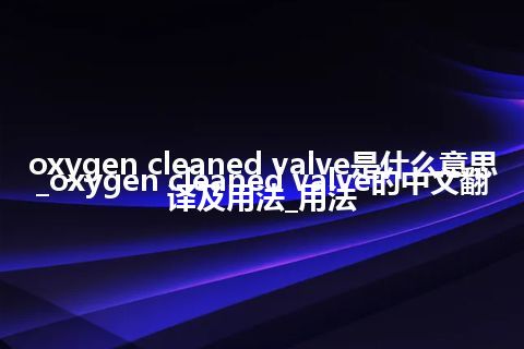 oxygen cleaned valve是什么意思_oxygen cleaned valve的中文翻译及用法_用法