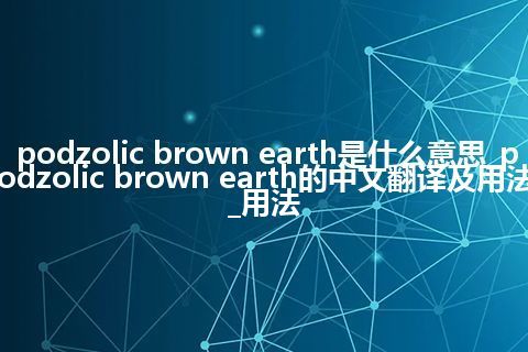 podzolic brown earth是什么意思_podzolic brown earth的中文翻译及用法_用法