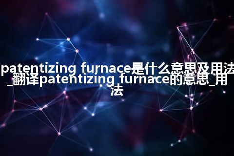 patentizing furnace是什么意思及用法_翻译patentizing furnace的意思_用法