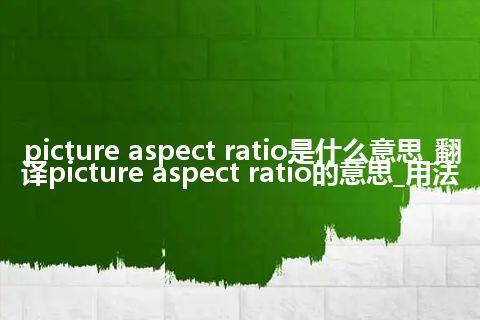picture aspect ratio是什么意思_翻译picture aspect ratio的意思_用法