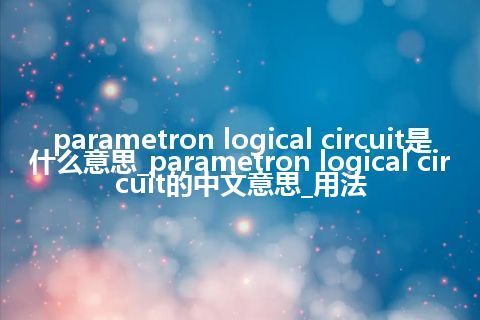 parametron logical circuit是什么意思_parametron logical circuit的中文意思_用法
