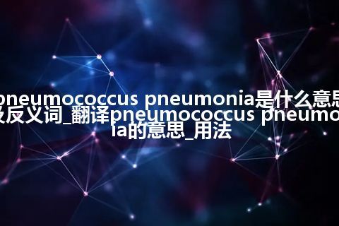 pneumococcus pneumonia是什么意思及反义词_翻译pneumococcus pneumonia的意思_用法