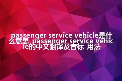 passenger service vehicle是什么意思_passenger service vehicle的中文翻译及音标_用法