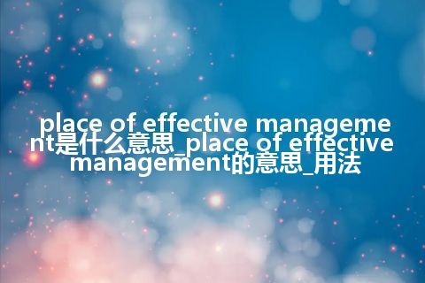 place of effective management是什么意思_place of effective management的意思_用法
