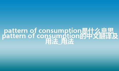 pattern of consumption是什么意思_pattern of consumption的中文翻译及用法_用法