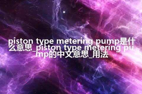 piston type metering pump是什么意思_piston type metering pump的中文意思_用法