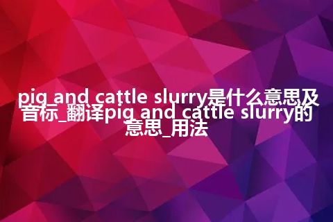 pig and cattle slurry是什么意思及音标_翻译pig and cattle slurry的意思_用法