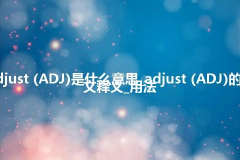 adjust (ADJ)是什么意思_adjust (ADJ)的中文释义_用法