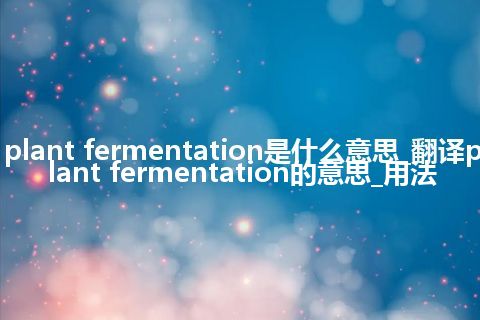 plant fermentation是什么意思_翻译plant fermentation的意思_用法