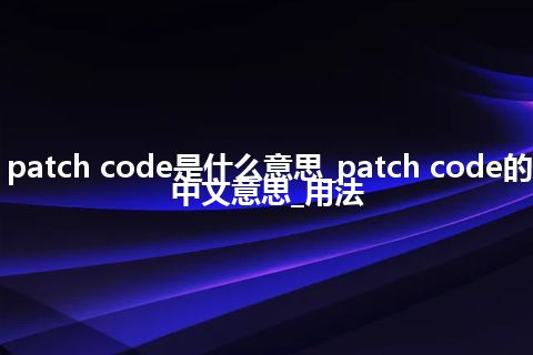 patch code是什么意思_patch code的中文意思_用法