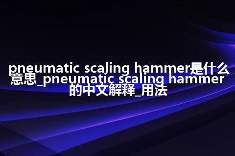pneumatic scaling hammer是什么意思_pneumatic scaling hammer的中文解释_用法