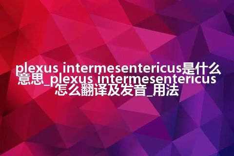 plexus intermesentericus是什么意思_plexus intermesentericus怎么翻译及发音_用法