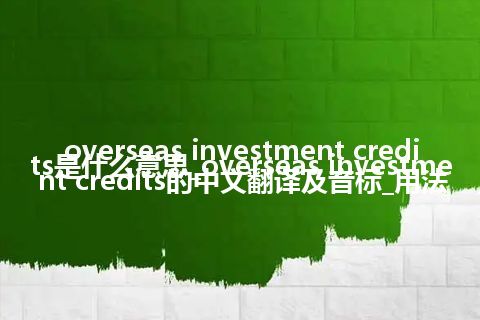overseas investment credits是什么意思_overseas investment credits的中文翻译及音标_用法