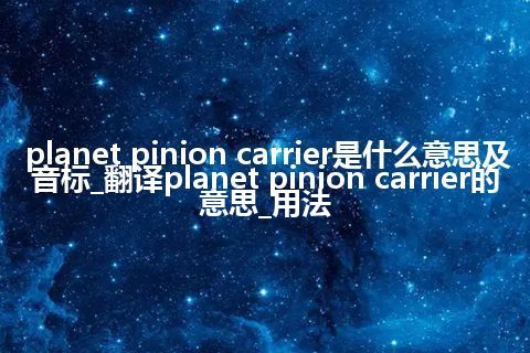 planet pinion carrier是什么意思及音标_翻译planet pinion carrier的意思_用法