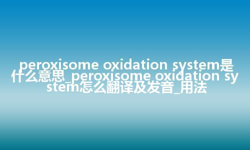 peroxisome oxidation system是什么意思_peroxisome oxidation system怎么翻译及发音_用法