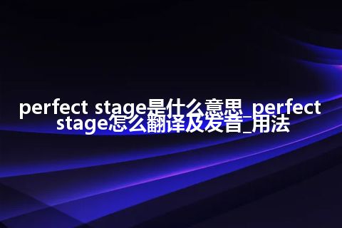 perfect stage是什么意思_perfect stage怎么翻译及发音_用法