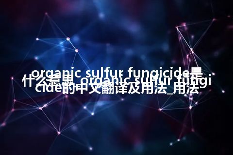 organic sulfur fungicide是什么意思_organic sulfur fungicide的中文翻译及用法_用法