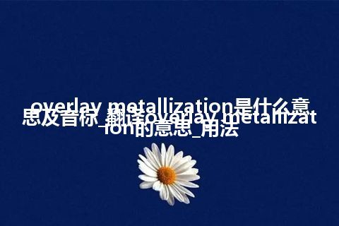 overlay metallization是什么意思及音标_翻译overlay metallization的意思_用法