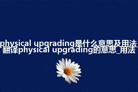 physical upgrading是什么意思及用法_翻译physical upgrading的意思_用法