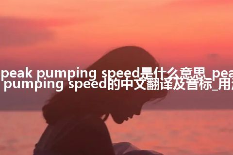 peak pumping speed是什么意思_peak pumping speed的中文翻译及音标_用法