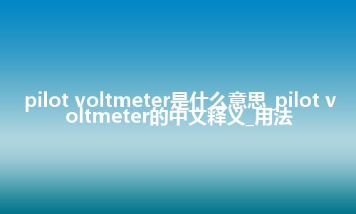 pilot voltmeter是什么意思_pilot voltmeter的中文释义_用法
