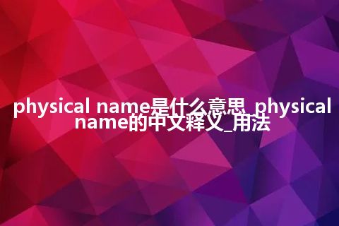 physical name是什么意思_physical name的中文释义_用法