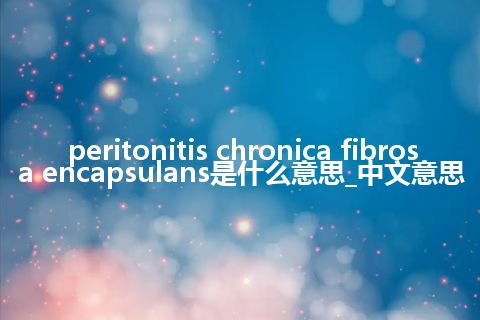 peritonitis chronica fibrosa encapsulans是什么意思_中文意思
