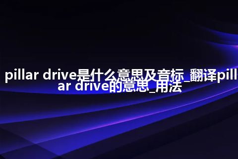 pillar drive是什么意思及音标_翻译pillar drive的意思_用法
